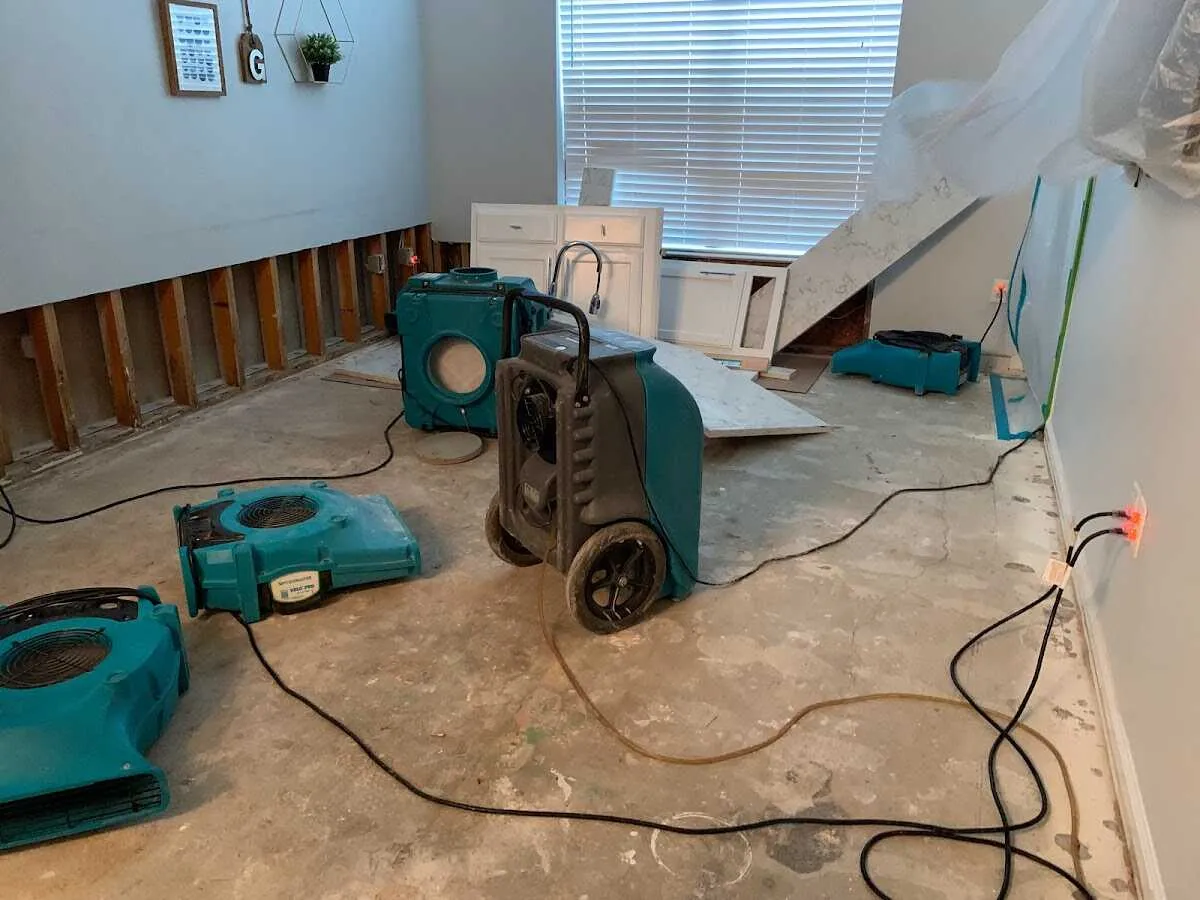 Dehumidifier in flood-cut room for Water Damage Restoration in Wytheville